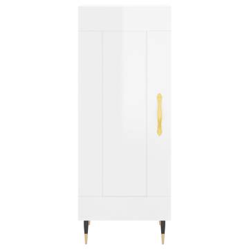 Highboard High Gloss White 34.5x34x180 cm Engineered Wood