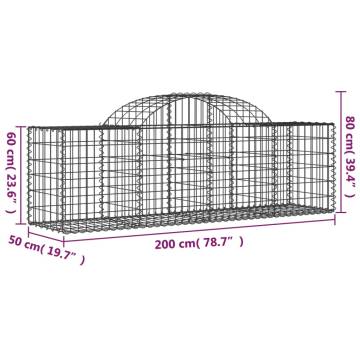 Arched Gabion Baskets 6 pcs 200x50x60/80 cm Galvanised Iron