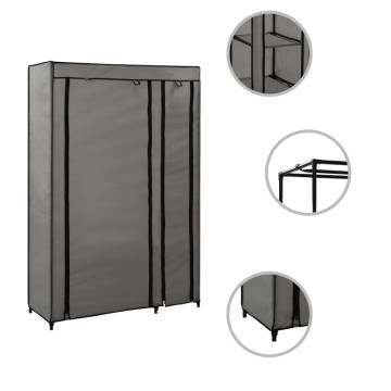 Folding Wardrobe Grey 110x45x175 cm Fabric