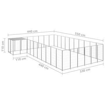 Dog Kennel Silver 19.36 m² Steel