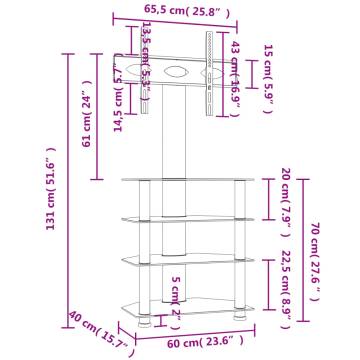 Corner TV Stand 4-Tiers for 32-70 Inch Black