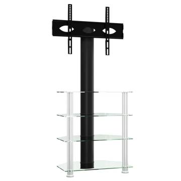 Corner TV Stand 4-Tiers for 32-70 Inch Black and Silver