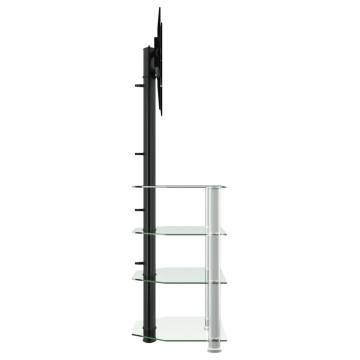 Corner TV Stand 4-Tiers for 32-70 Inch Black and Silver