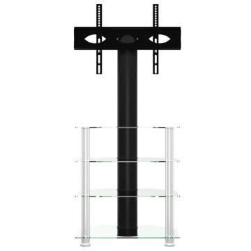 Corner TV Stand 4-Tiers for 32-70 Inch Black and Silver