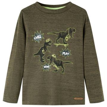 Kids' T-shirt with Long Sleeves Dark Khaki Melange 140