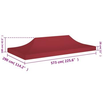 Party Tent Roof 6x3 m Burgundy 270 g/m²