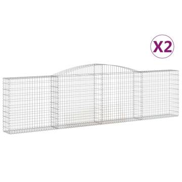 Arched Gabion Baskets 2 pcs 400x30x100/120 cm Galvanised Iron