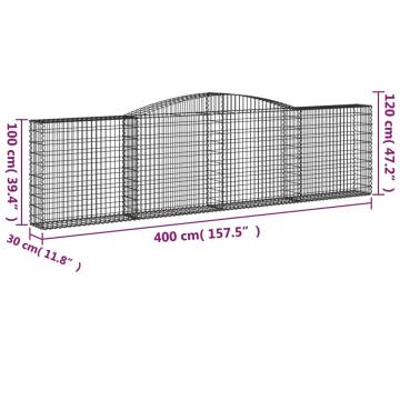 Arched Gabion Baskets 2 pcs 400x30x100/120 cm Galvanised Iron