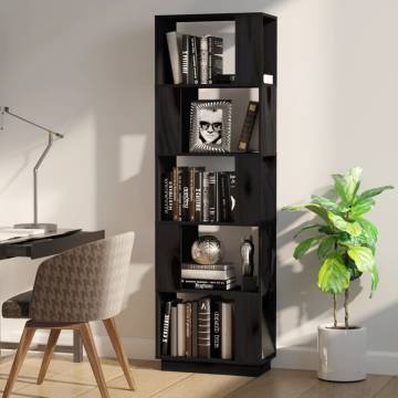 Book Cabinet/Room Divider Black 51x25x163.5 cm Solid Wood Pine