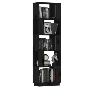 Book Cabinet/Room Divider Black 51x25x163.5 cm Solid Wood Pine