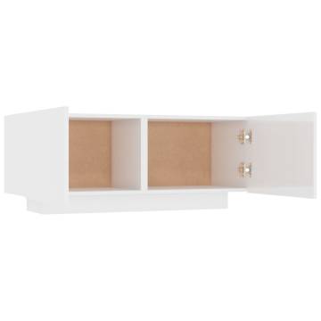 Bedside Cabinet High Gloss White 100x35x40 cm Engineered Wood