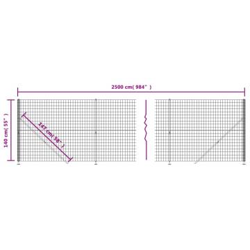 Wire Mesh Fence with Flange Green 1.4x25 m