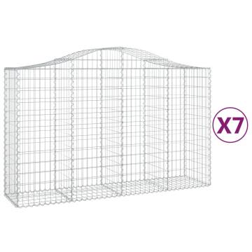 Arched Gabion Baskets 7 pcs 200x50x120/140 cm Galvanised Iron