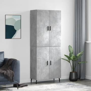 Highboard Concrete Grey 69.5x34x180 cm Engineered Wood