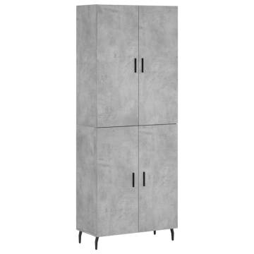 Highboard Concrete Grey 69.5x34x180 cm Engineered Wood