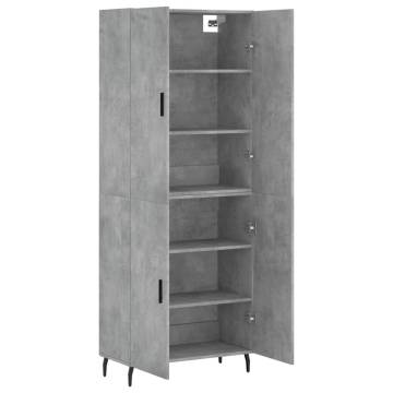 Highboard Concrete Grey 69.5x34x180 cm Engineered Wood