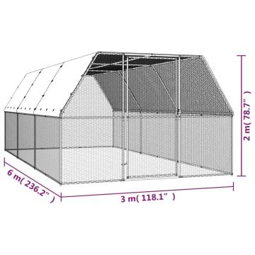 Outdoor Chicken Cage 3x6x2 m Galvanised Steel