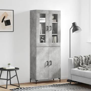 Highboard Concrete Grey 69.5x34x180 cm Engineered Wood