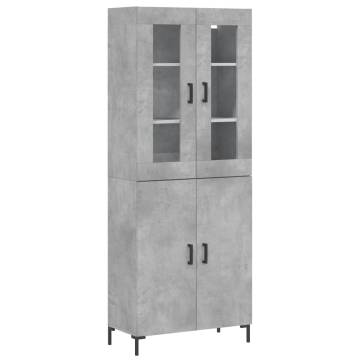 Highboard Concrete Grey 69.5x34x180 cm Engineered Wood