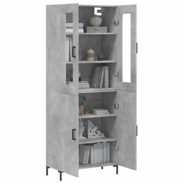 Highboard Concrete Grey 69.5x34x180 cm Engineered Wood