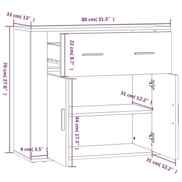 Highboard Smoked Oak Engineered Wood