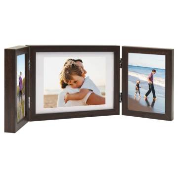 Trifold Photo Frame Collage Dark Brown 22x15 cm+2x