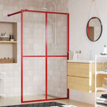 Walk-in Shower Wall with Clear ESG Glass Red 140x195 cm