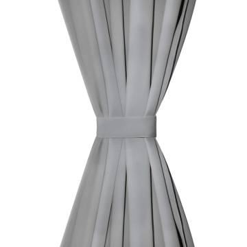 Micro-Satin Curtains 2 pcs with Loops 140x225 cm Grey