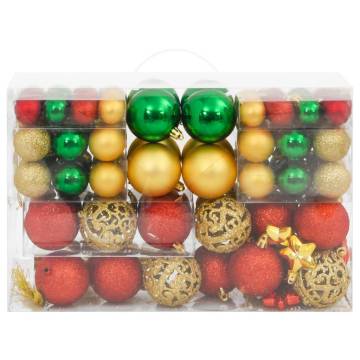 112 Piece Christmas Bauble Set Red / Green / Gold Polystyrene