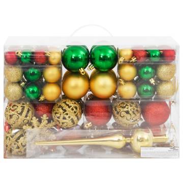 112 Piece Christmas Bauble Set Red / Green / Gold Polystyrene