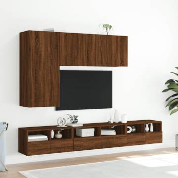 TV Wall Cabinets 2 pcs Brown Oak 60x30x30 cm Engineered Wood