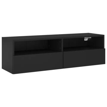 TV Wall Cabinet Black 100x30x30 cm Engineered Wood