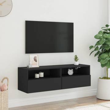 TV Wall Cabinet Black 100x30x30 cm Engineered Wood