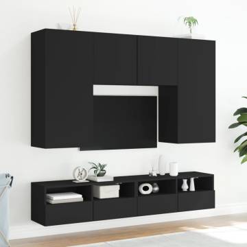 TV Wall Cabinet Black 100x30x30 cm Engineered Wood