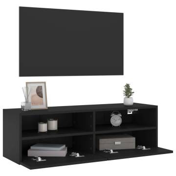 TV Wall Cabinet Black 100x30x30 cm Engineered Wood