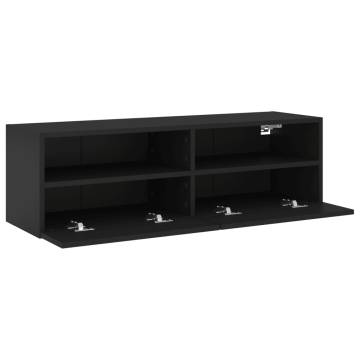 TV Wall Cabinet Black 100x30x30 cm Engineered Wood