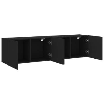 TV Cabinets Wall-mounted 2 pcs Black 80x30x41 cm