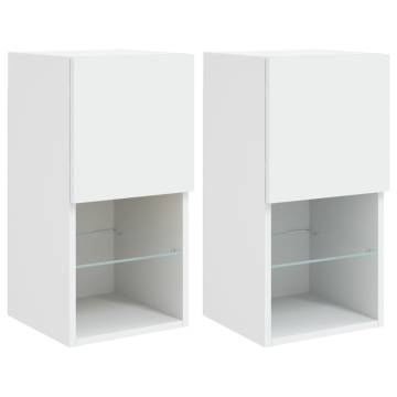 TV Cabinets with LED Lights 2 pcs White 30.5x30x60 cm