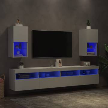 TV Cabinets with LED Lights 2 pcs White 30.5x30x60 cm