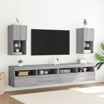 TV Cabinet with LED Lights Grey Sonoma 30.5x30x60 cm