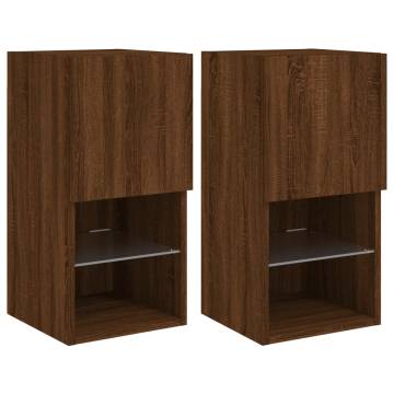 TV Cabinets with LED Lights 2 pcs Brown Oak 30.5x30x60 cm