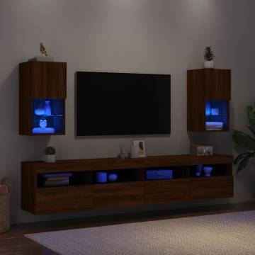 TV Cabinets with LED Lights 2 pcs Brown Oak 30.5x30x60 cm