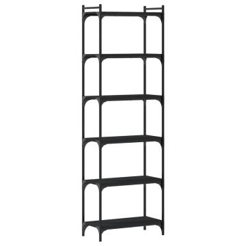 Bookcase 6-Tier Black 60x30x188 cm Engineered Wood