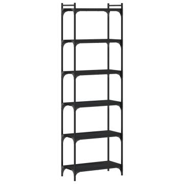 Bookcase 6-Tier Black 60x30x188 cm Engineered Wood