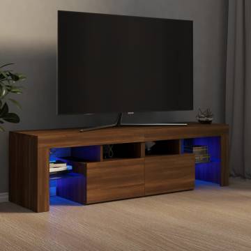 TV Cabinet with LED Lights Brown Oak 140x36.5x40 cm