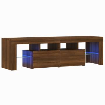 TV Cabinet with LED Lights Brown Oak 140x36.5x40 cm