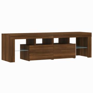 TV Cabinet with LED Lights Brown Oak 140x36.5x40 cm