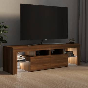 TV Cabinet with LED Lights Brown Oak 140x36.5x40 cm