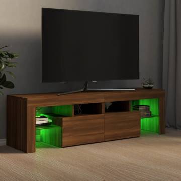 TV Cabinet with LED Lights Brown Oak 140x36.5x40 cm