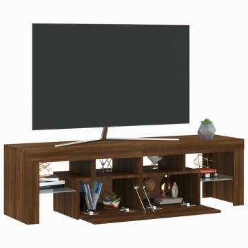 TV Cabinet with LED Lights Brown Oak 140x36.5x40 cm